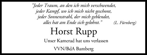 Horst Rupp Traueranzeige Trauer InFranken De