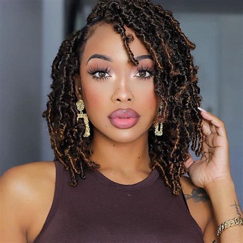 Butterfly Locs Crochet Braids 7pcs Ombre Brown Pre Twisted Short Bob Synthetic