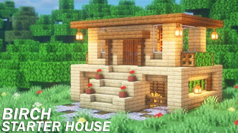 Minecraft Simple Birch Starter House Tutorial How To Build A Starter House In Minecraft Youtube