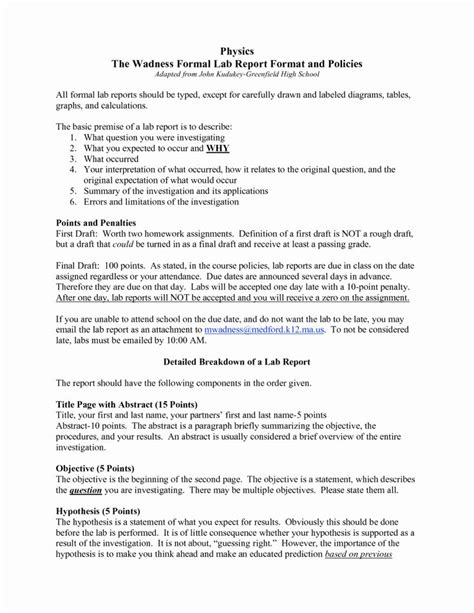 Formal Lab Report Template New Formal Lab Report Template Physics