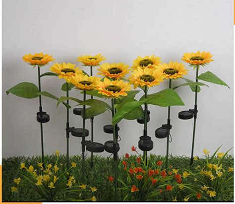 Led Sunflower Solar Yard Light Outdoor Waterproof Garden Etsy