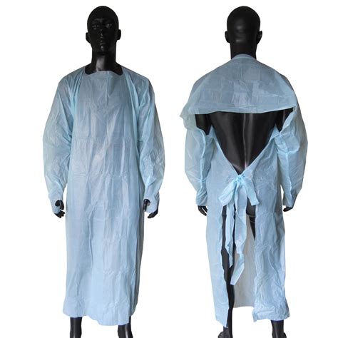 Disposable Waterproof Medical CPE Gown With Thumb Loop China PE Gown