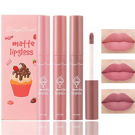 Juego de pintalabios mate color nude de larga duración impermeables antiadherentes brillo