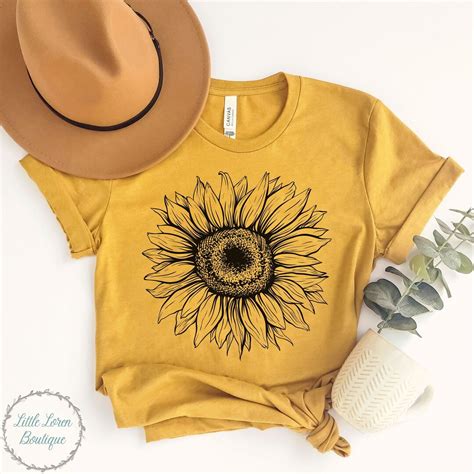 Sunflower Sunflower Shirt Floral Tee Shirt Flower Shirt Garden Shirt Womens Fall Shirt