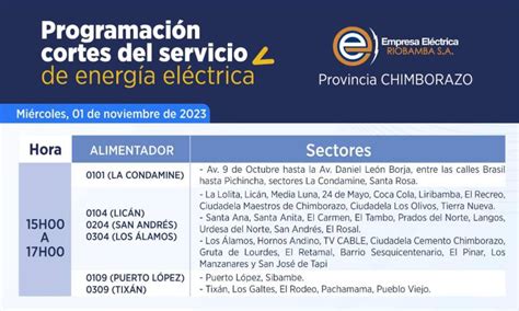 Apagones En Ecuador Estos Son Los Cortes De Energía En Todas Las Provincias Para El Miércoles 1