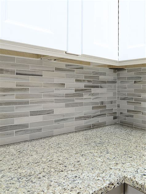 Modern White Gray Subway Marble Backsplash Tile