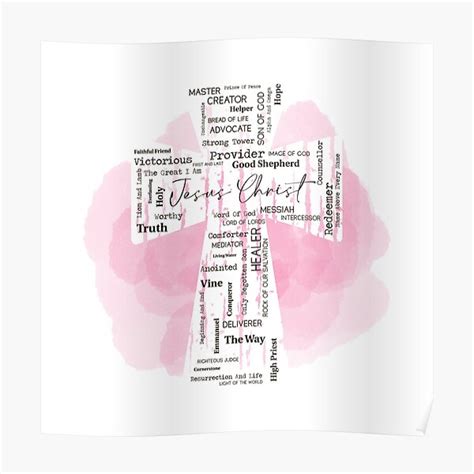 "Names of Jesus Word Art Pink" Poster for Sale by LinaraDigital | Redbubble