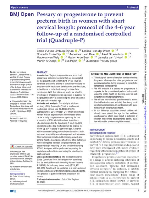 Pdf Pessary Or Progesterone To Prevent Preterm Birth In Women With Short Cervical Length