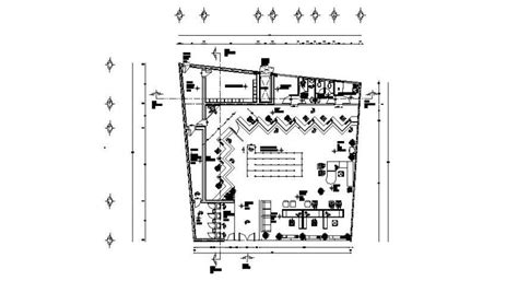 Ground Floor Layout Plan Details Of City Service Office Building Dwg