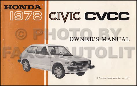 1978 Honda Civic CVCC Owner S Manual Original Sedan Hatchback