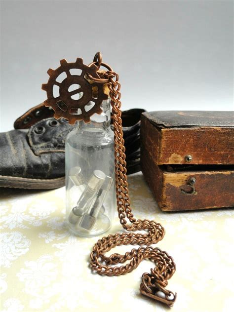 Unisex Steampunk Jewelry Steampunk Necklace Glass Vial Etsy