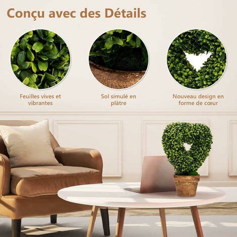 GOPLUS Lot de 4 Plantes Artificielles Réalistes en Plastique Fausses