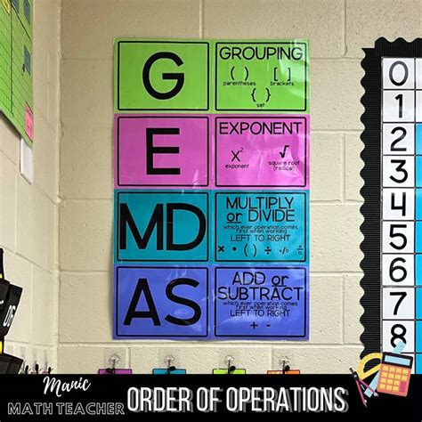 Printable Order Of Operations Poster Order Of Operations Classroom