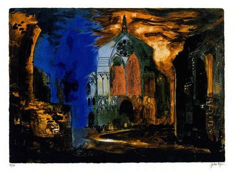 John Piper Binham Priory Norfolk Abstract Watercolor Landscape