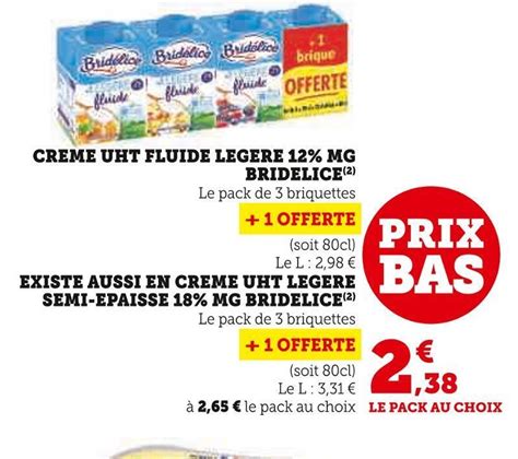 Promo Bridelice Creme Uht Fluide Legere 12 Mg Chez U Express