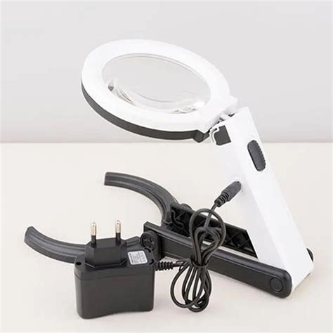 8x 25x Hands Free Led Illuminated Desktop Magnifier With Stand 10 Led