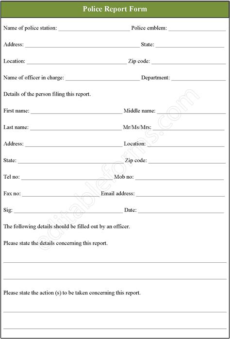 Police Report Form Editable Pdf Forms