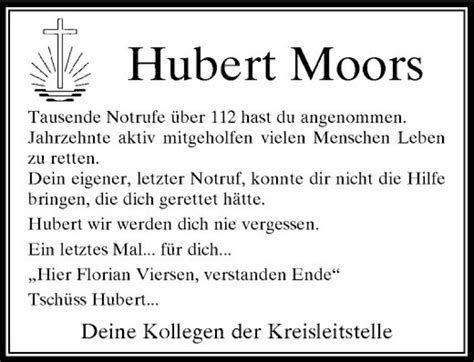 Alle Traueranzeigen F R Hubert Moors Trauer Rp Online De