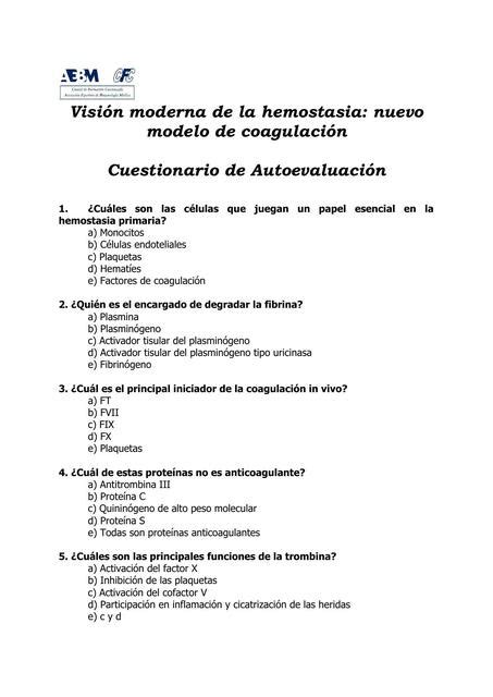 Visión moderna de la hemostasia nuevo modelo de coagulación Puentes