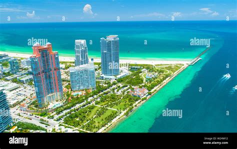 Aerial View City Miami Beach South Beach Florida Usa Stock Photo Alamy