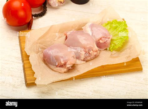 Boneless Raw Chicken Thighs Ready For Cooking Stock Photo Alamy