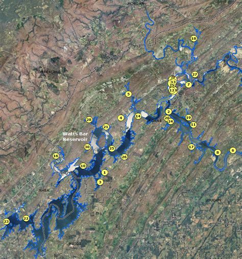 Localwaters Watts Bar Lake maps boat ramps access areas