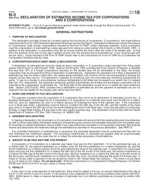 Fillable Online Form N 3 Rev 2015 Declaration Of Estimated Income Tax