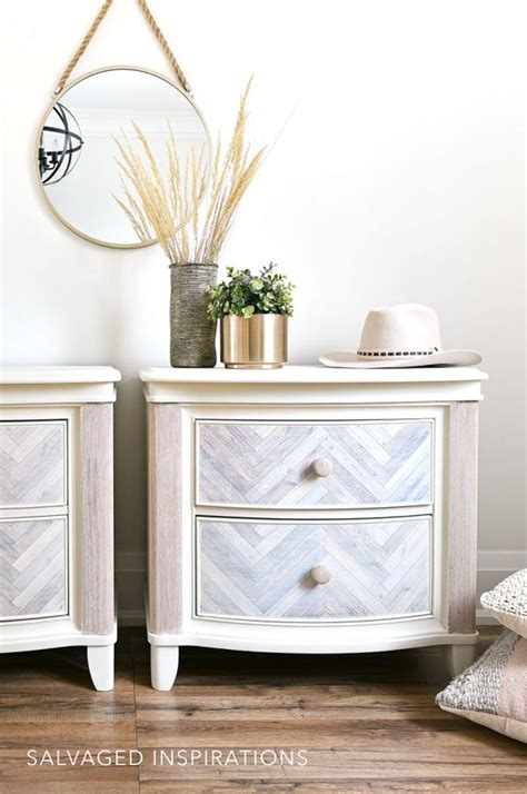 Herringbone Bedstand Makeover Salvaged Inspirations