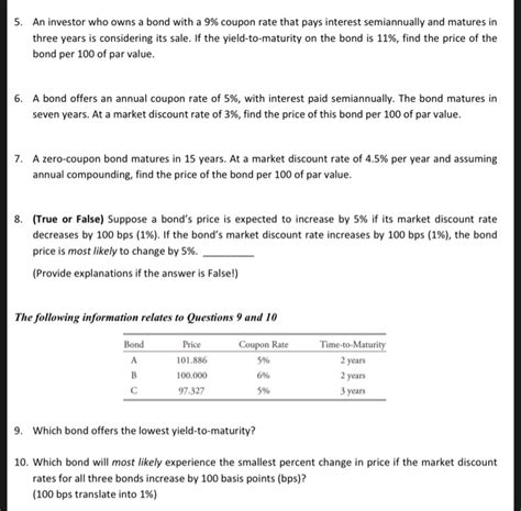 Solved An Investor Who Owns A Bond With A Coupon Rate Chegg