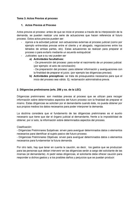 Tema Actos Previos Al Proceso Tema Actos Previos Al Proceso