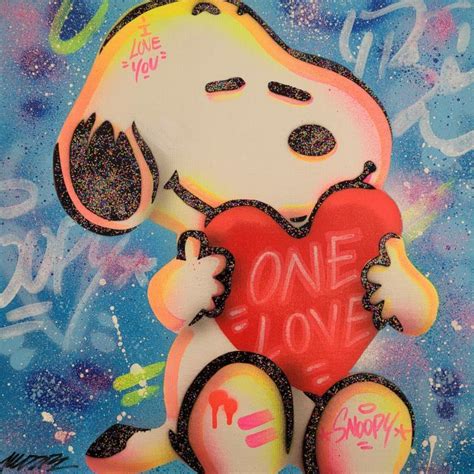 Peinture Snoopy One Love par Kedarone Carré d artistes