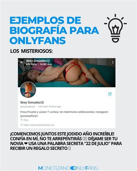 Biograf A Para Onlyfans Ejemplos E Ideas Para Tu Descripci N