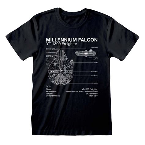 Mens Star Wars Sketch T Shirt Millennium Falcon