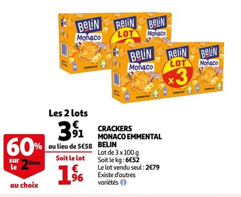 Promo Belin Crackers Monaco Emmental Chez Auchan