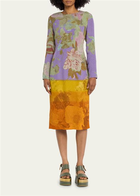 Dries Van Noten Delavina Ombre Floral Print Midi Dress Bergdorf Goodman