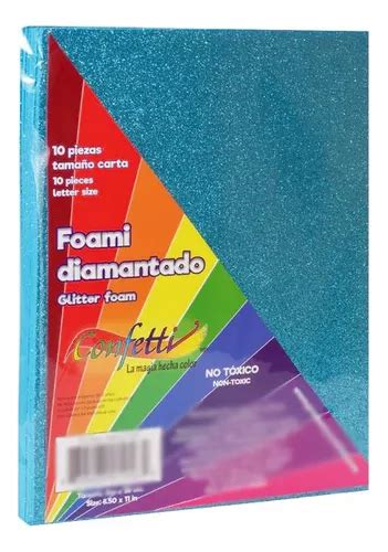 Foami Diamantado Paquete C 10 Piezas T Carta V Colores Foamy Color Azul