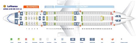 Seat map Airbus A340-300 Lufthansa. Best seats in plane