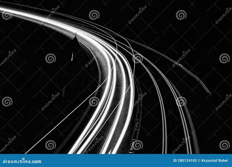 White Lines of Car Lights on Black Background Stock Image - Image of trail, painting: 280124103