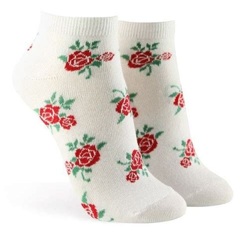 Forever 21 Rose Print Ankle Socks Whitemulti 190 Liked On Polyvore