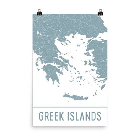 Greek Islands Greece Street Map Poster Wall Print By Modern Map Art