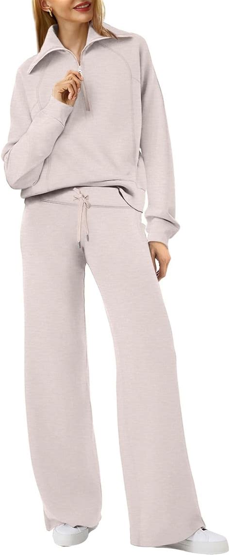 Lounge Sets For Women 2023 Oversized Half Zip Sweatshirt And Wide Leg