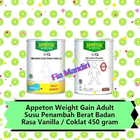 Jual Susu Appeton Weight Gain Adult Dewasa Gr Vanila Coklat