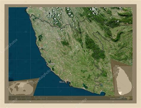 Galle District Of Sri Lanka High Resolution Satellite Map Locations