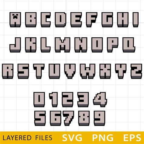 Minecraft 3d Font SVG Minecraft Font Cricut Alphabet Minec Inspire