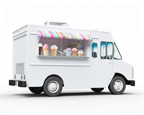 Premium Photo Ice Cream Truck On White Background