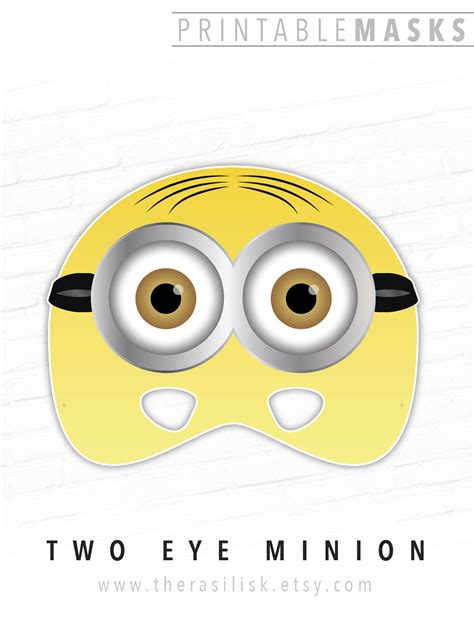 Halloween Mask Paper Masks Printable Mask Minion Mask Two Etsy