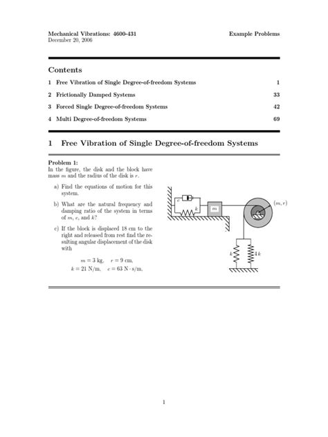 Mechanical Vibrations 4600 431 Example P Pdf Pdf Damping