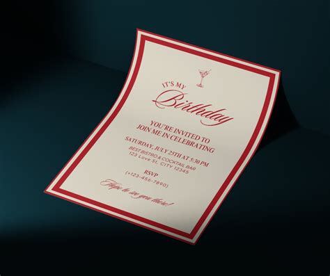 Invitations Classic Old Money Aesthetic, Chic Martini Theme, Cherry Red ...