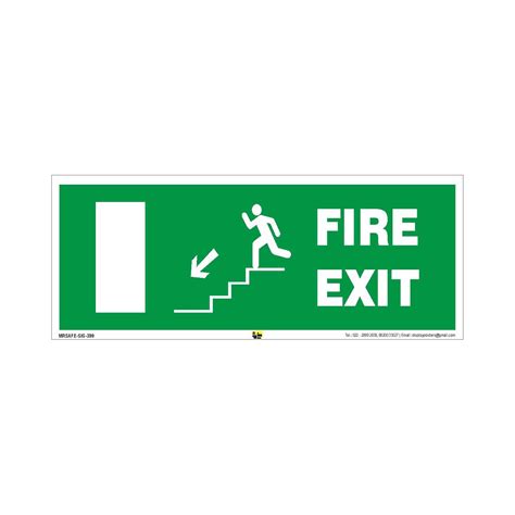 Mr Safe Fire Exit Sign D Pvc Sticker 12 Inch X 4 Inch