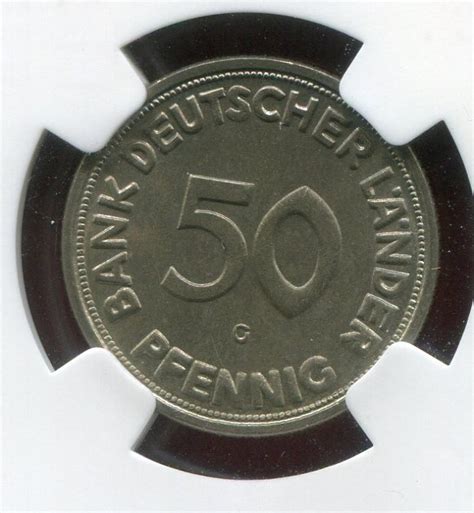 GERMANY 50 Pfennig Bank Deutscher Länder 1950 G Bank Deutscher Länder